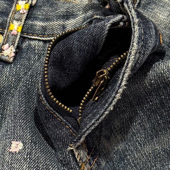 7 For All Mankind Zac Posen Jeans Bootcut Y2K Embroidered Boho Floral 29 Flawed - Picture 7 of 8